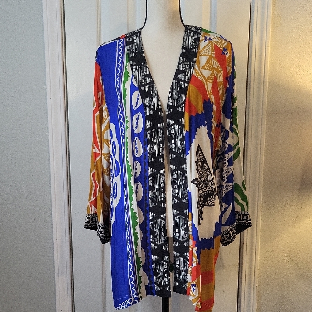 John Mark Geometric Pattern Open Kimono